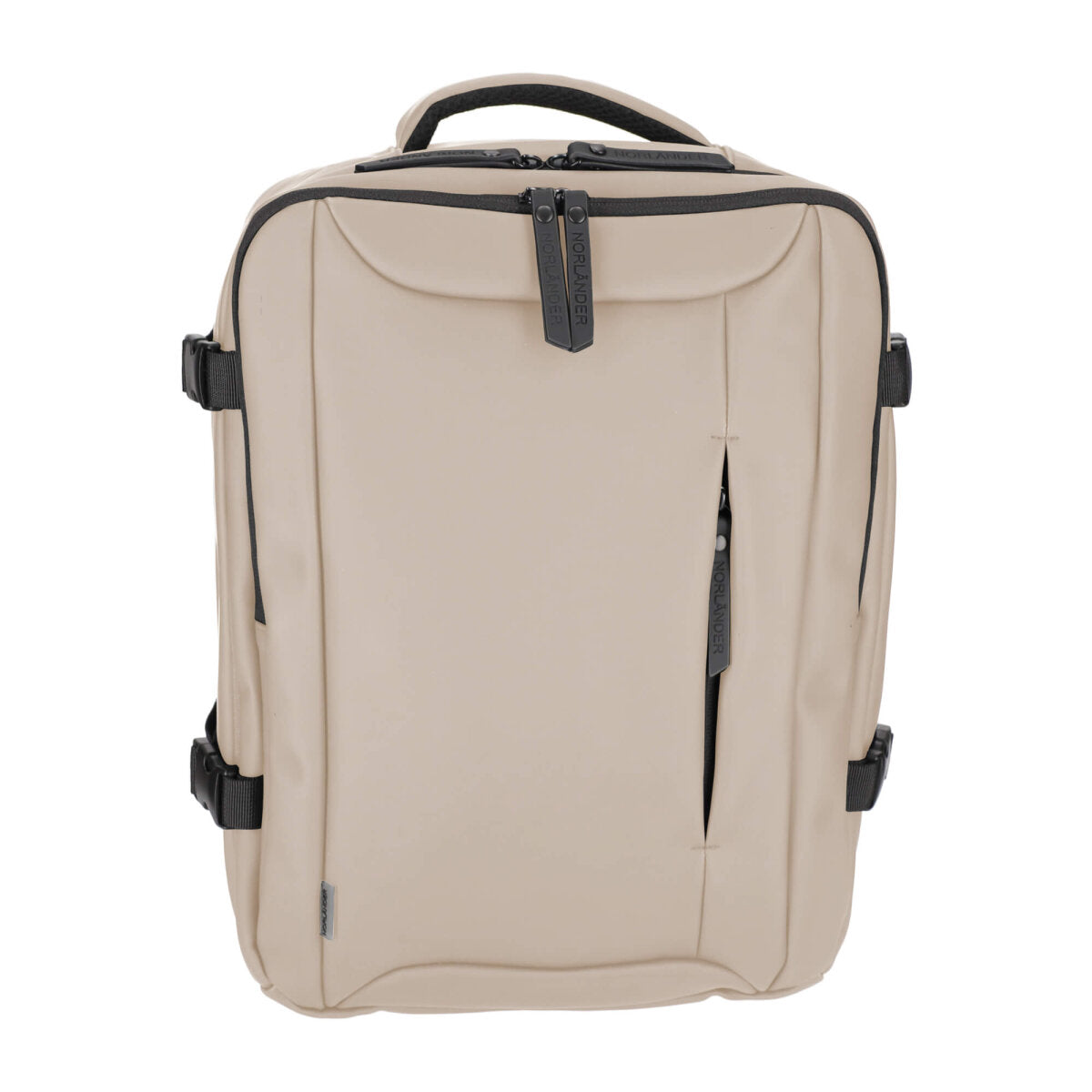 Norländer Vegan Leder Handgepäck Rucksack 40x30x20 cm – Underseater mit 15,6" Laptopfach & 20L Volumen – Beige – Ansicht 3