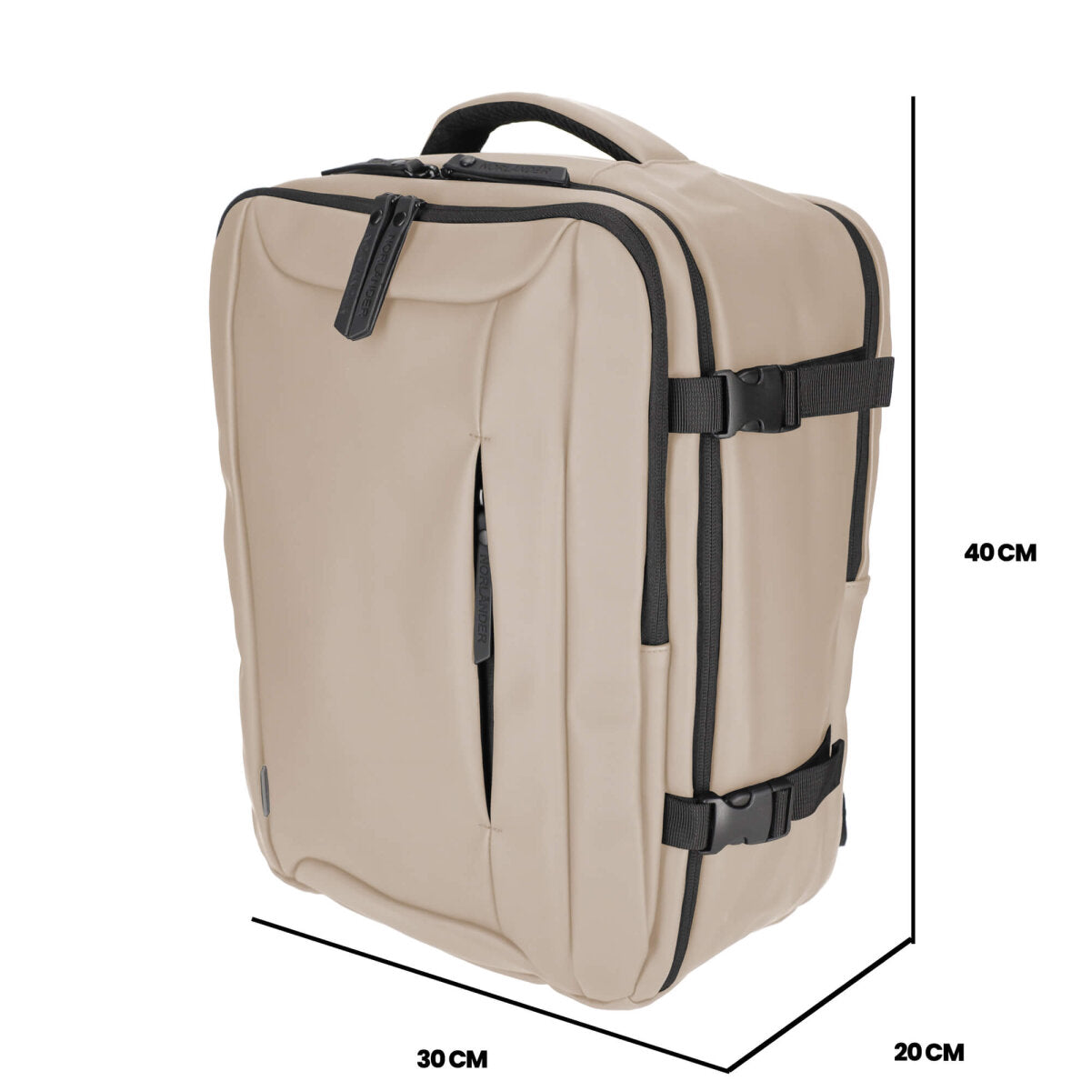Norländer Vegan Leder Handgepäck Rucksack 40x30x20 cm – Underseater mit 15,6" Laptopfach & 20L Volumen – Beige – Ansicht 8