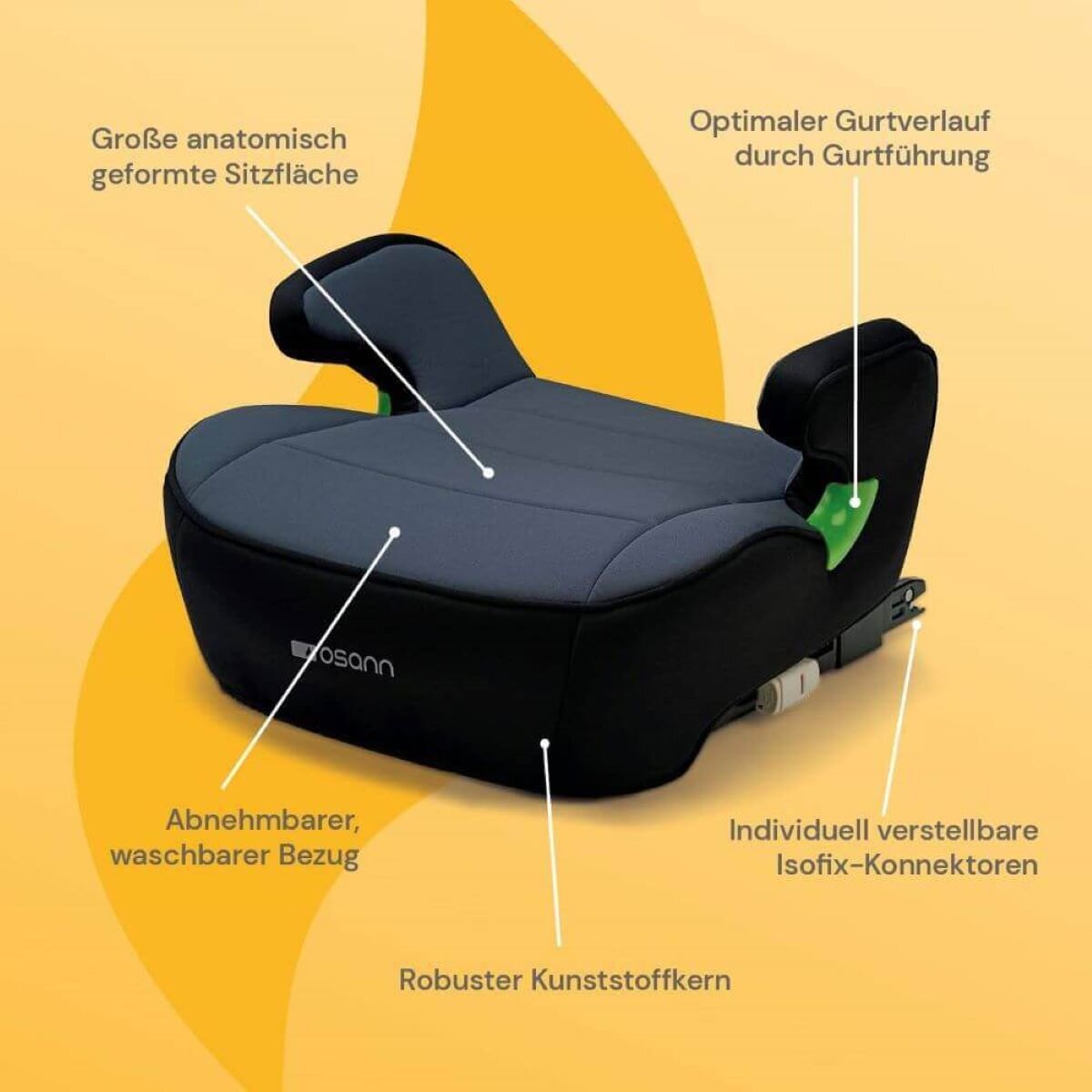 Osann Junior Gurtfix i-Size Sitzerhöhung 126–150 cm – Nero – Ansicht 6