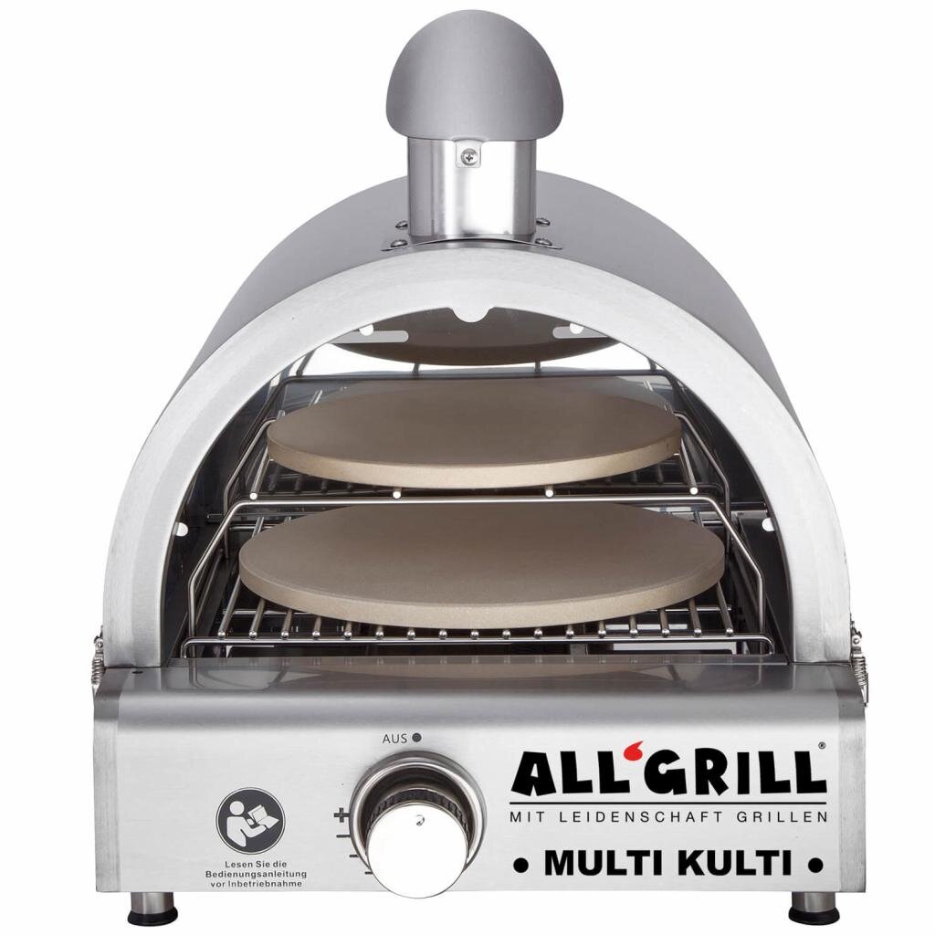 Praktisches Edelstahl Pizza-Rack für Multi-Kulti Grill-Systeme | Maße: 26 cm x 34,5 cm x 10 cm | Für 2 Pizzen – Ansicht 2