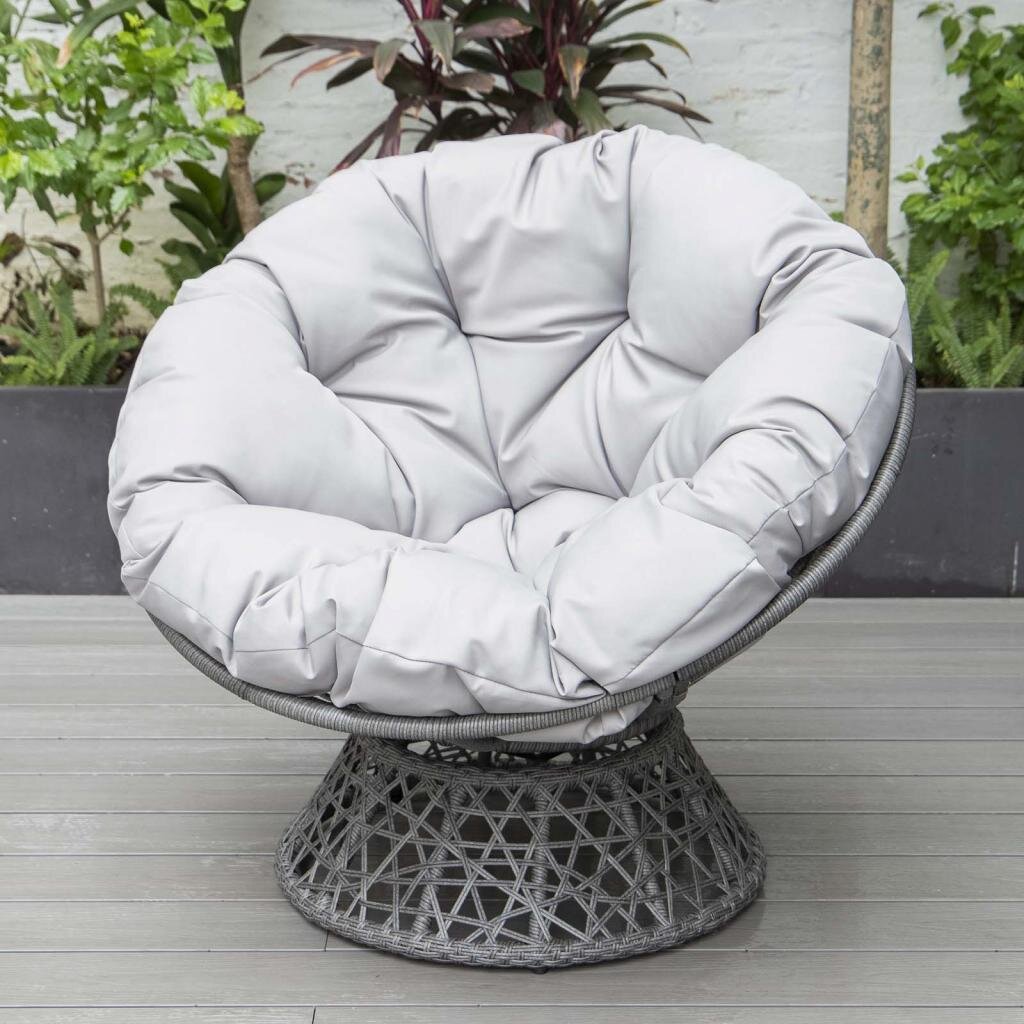 PureHaven Lounge Sessel 92x80x80,5 cm aus Rattan Rundkissen drehbar 360 Grad pflegeleicht elegantes Design – Ansicht 5
