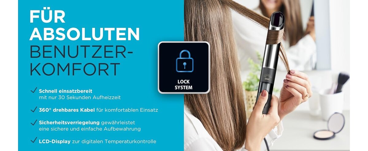 Rowenta SF4210 Liss & Curl 2-in-1 Haarglätter – Glättet & Lockt, Ionen-System, Keramikplatten, – Ansicht 5