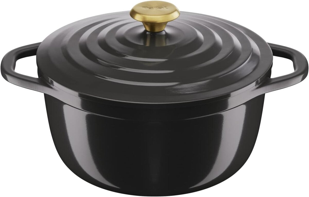 Tefal Air E2554604 Schmortopf rund 24cm | 4,7L Aluminiumguss Auflaufform mit Deckel | Antihaft-Keramikbeschichtung |