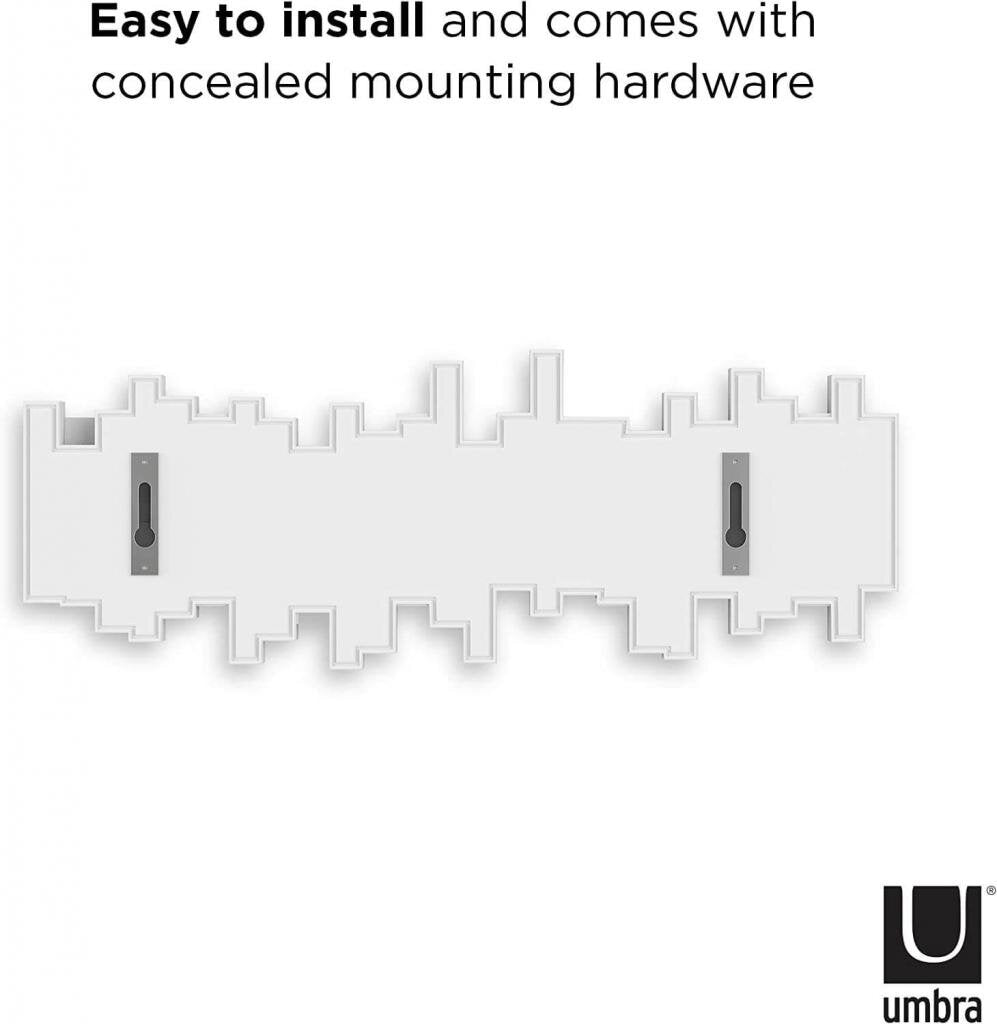 UMBRA STICKS Multi HOOK WHITE 318211-660 platzsparende Garderobenleiste mit 5 beweglichen Haken – Ansicht 3