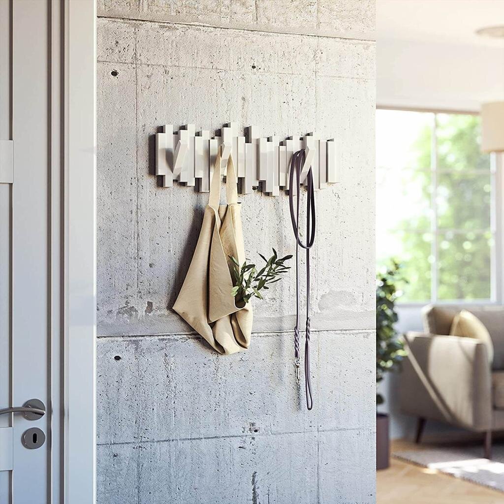 UMBRA STICKS Multi HOOK WHITE 318211-660 platzsparende Garderobenleiste mit 5 beweglichen Haken – Ansicht 4