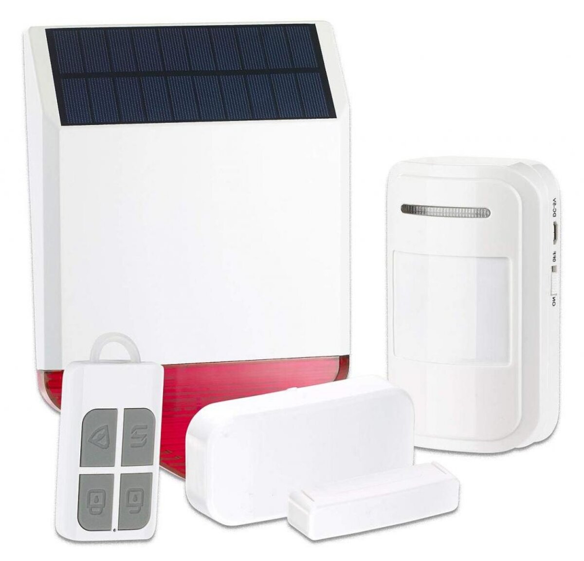 VisorTech Solar-Funk-Alarmalage XMD-4400.Easy 110dB 5-tlg Starter-Set mit Sensoren und Bewegungsmelder