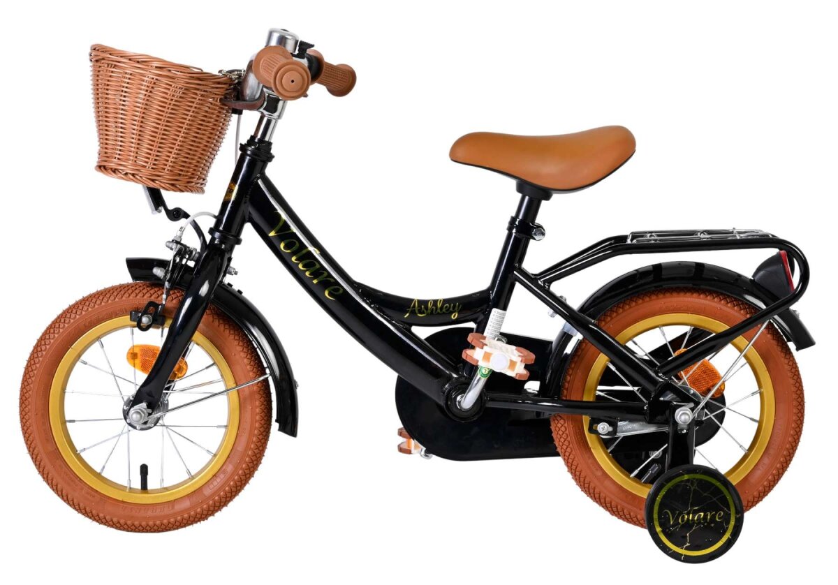 Volare Ashley 12-Zoll Kinderfahrrad Mädchen Schwarz mit abnehmbaren Stützrädern, Handbremse und Rücktrittbremse – Ansicht 7