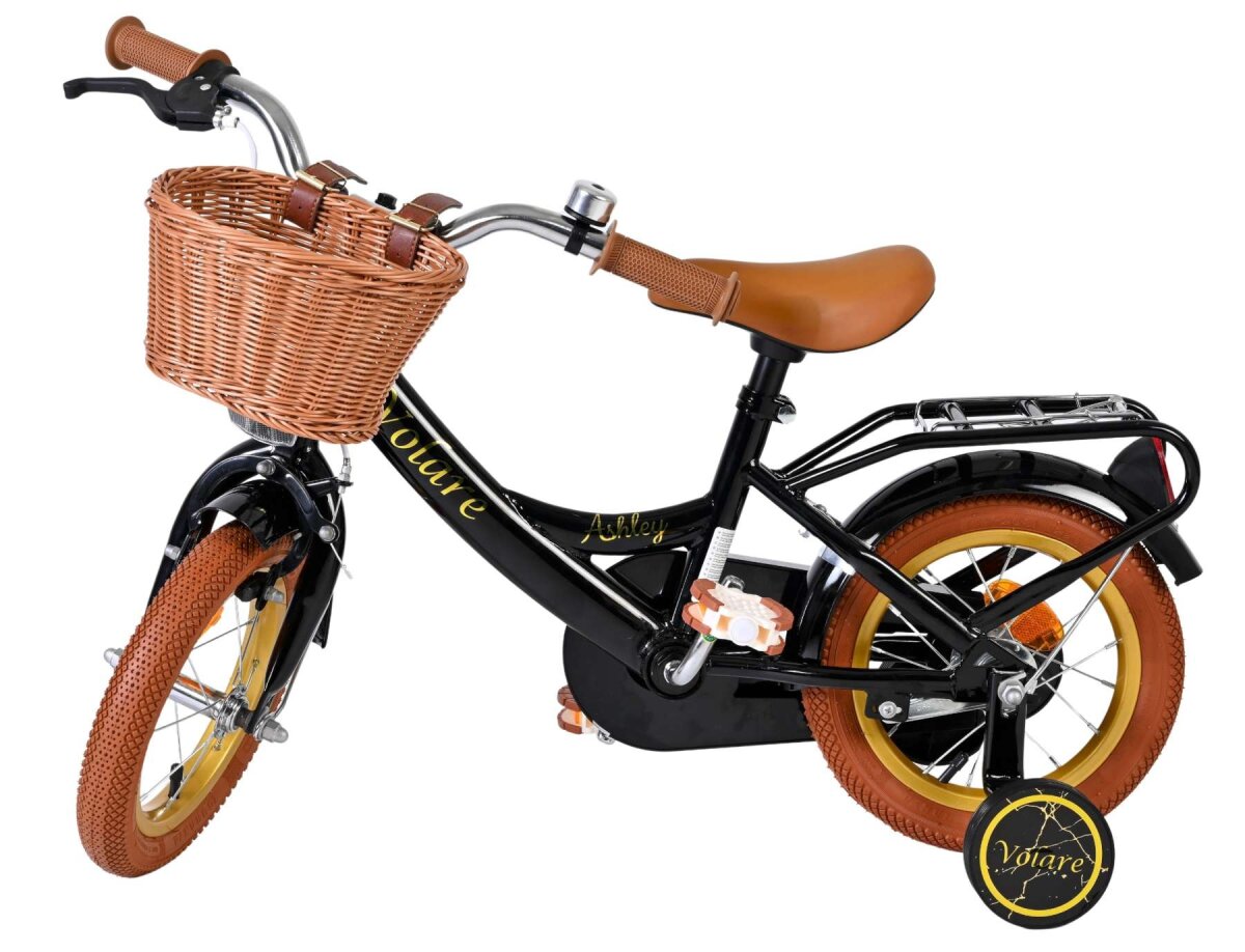 Volare Ashley 12-Zoll Kinderfahrrad Mädchen Schwarz mit abnehmbaren Stützrädern, Handbremse und Rücktrittbremse – Ansicht 8