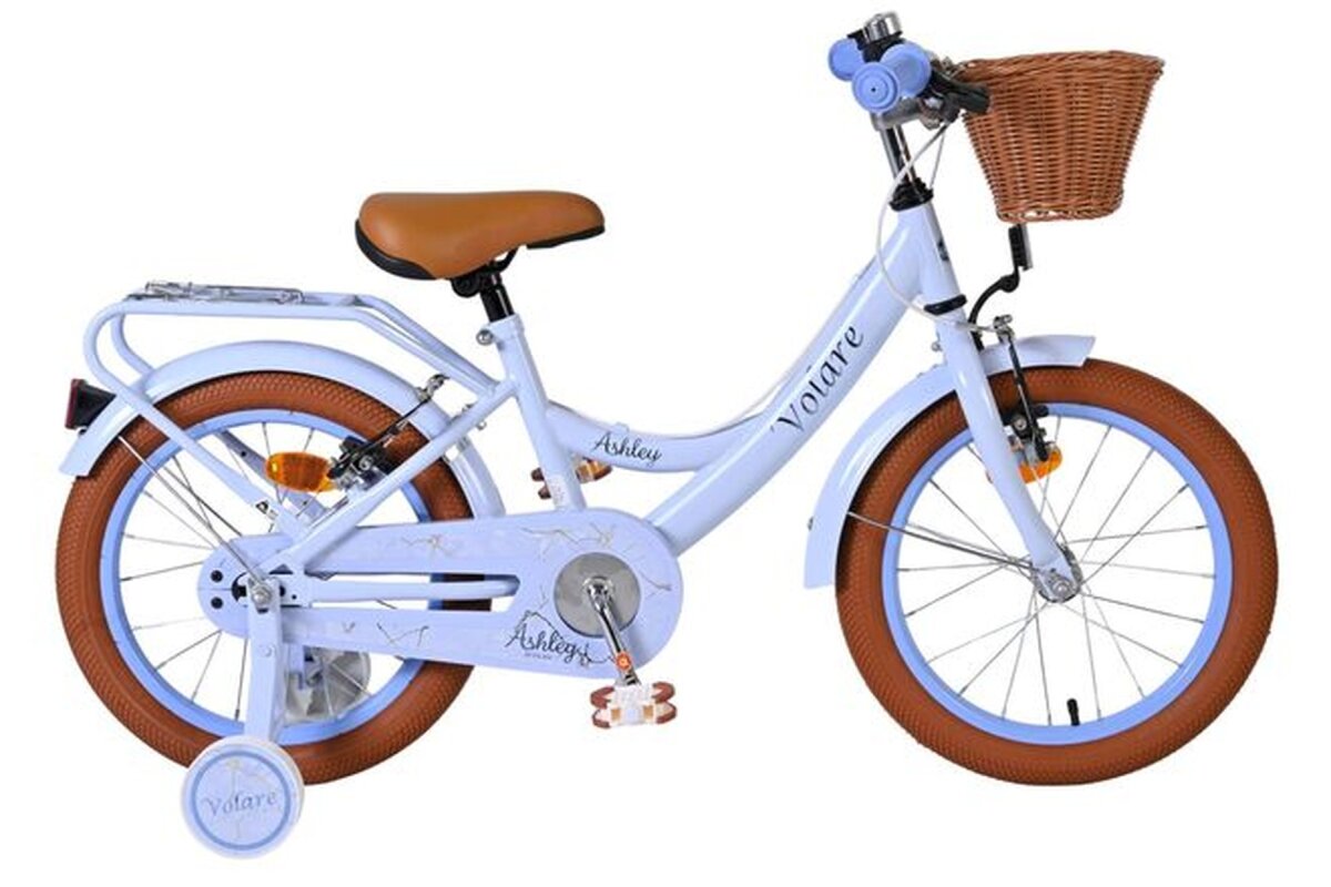 Volare Ashley 16 Zoll Kinderfahrrad Mädchen Pastellblau – Zwei Handbremsen, Geschlossener Kettenschutz