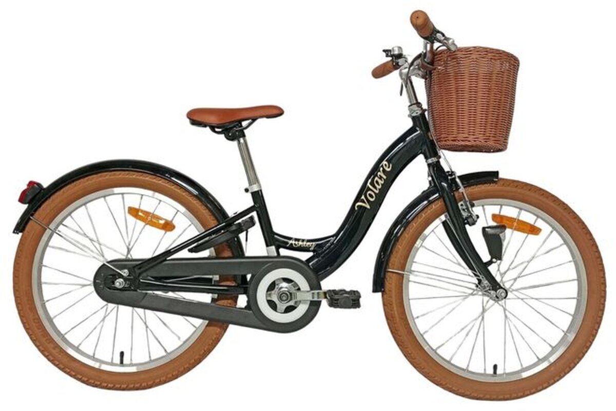 Volare Ashley Kinderfahrrad Mädchen 20 Zoll Schwarz mit Shimano Nexus 3, Handbremse, Rücktrittbremse, Korb und Schloss