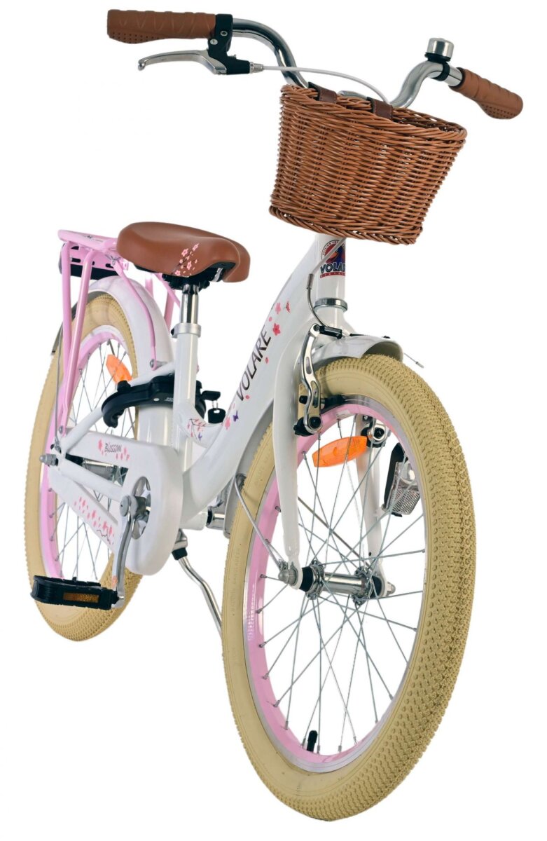 Volare Blossom Kinderfahrrad für Mädchen - 20 Zoll in Weiß mit Blütendesign – Ansicht 5