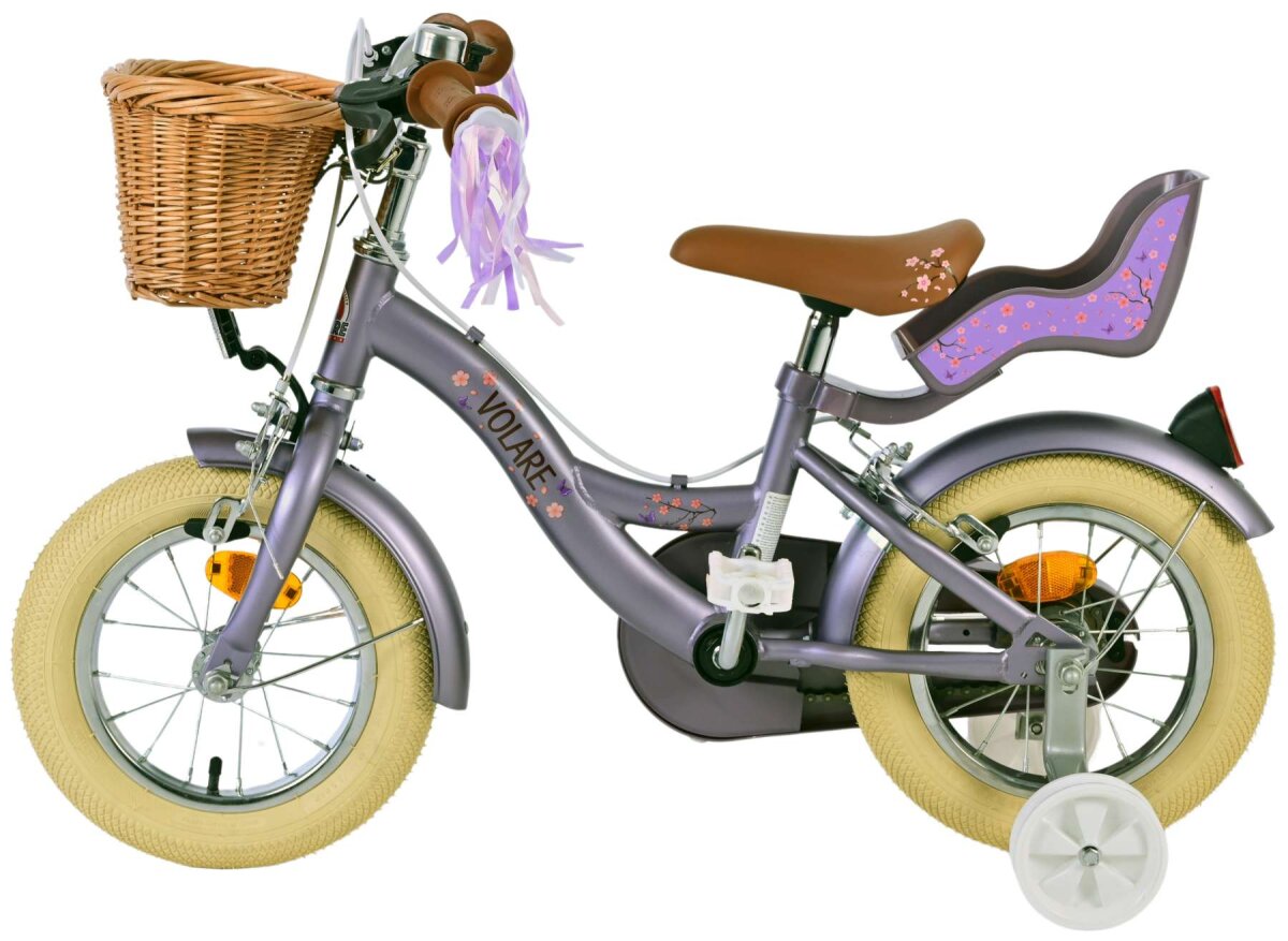 Volare Blossom Kinderfahrrad - Mädchen - 12 Zoll - Lila - Zwei Handbremsen – Ansicht 7