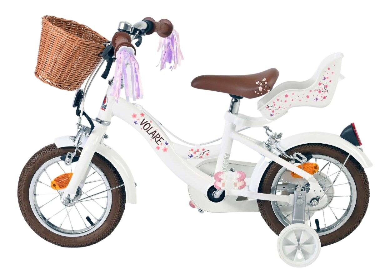 Volare Blossom Kinderfahrrad - Mädchen - 12 Zoll - Weiß - Zwei Handbremsen – Ansicht 7