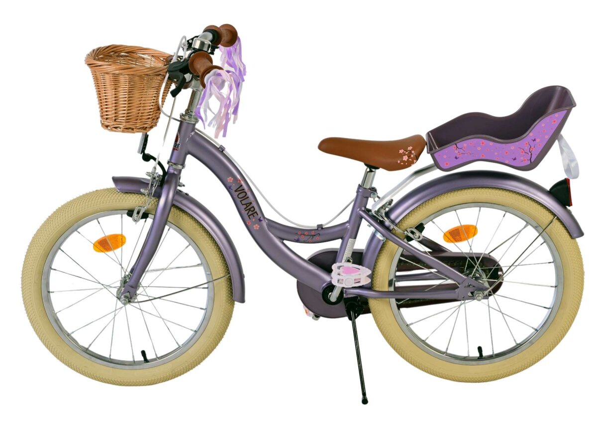 Volare Blossom Kinderfahrrad - Mädchen - 18 Zoll - Lila - Zweihandbremsen – Ansicht 6