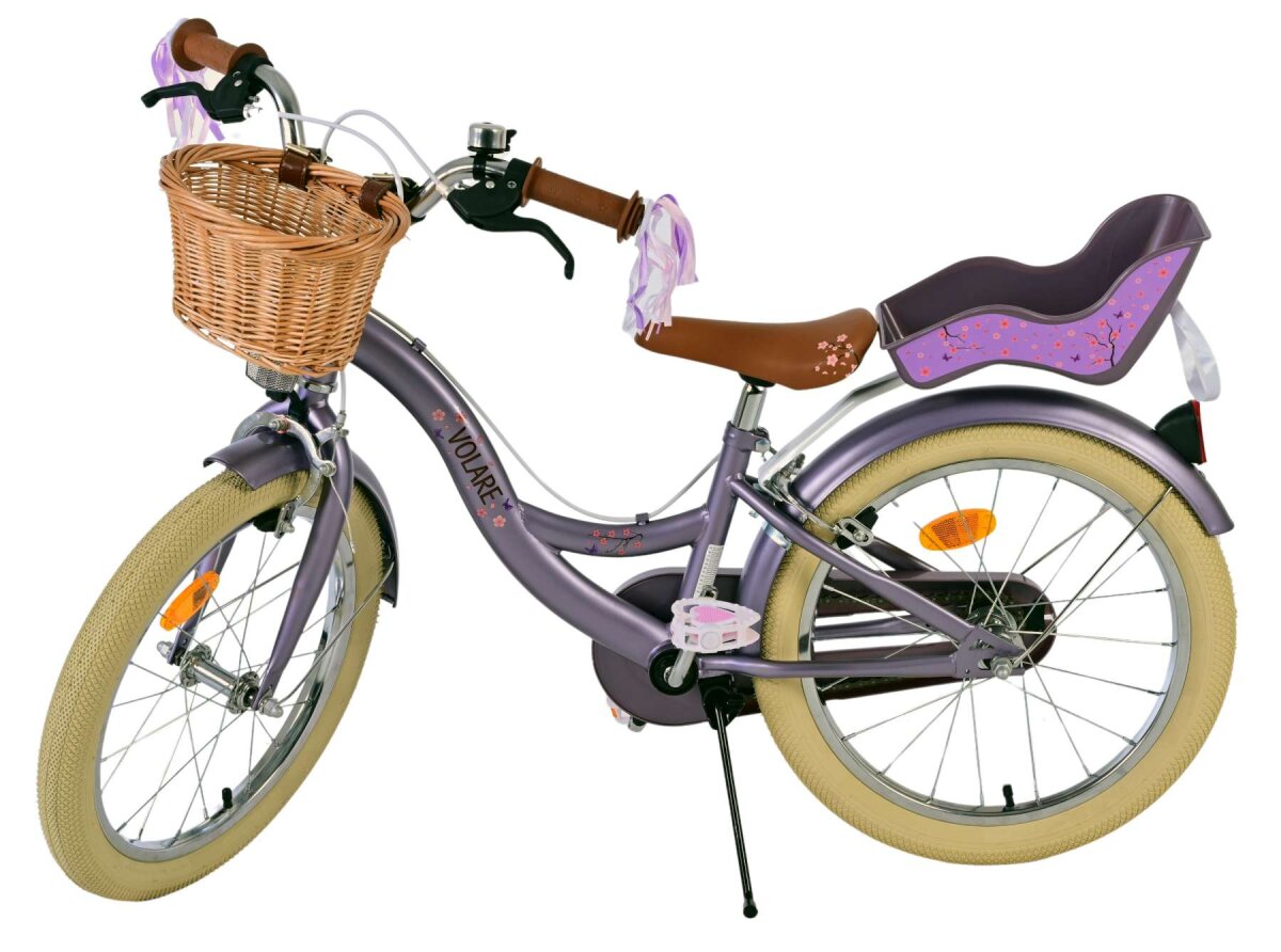 Volare Blossom Kinderfahrrad - Mädchen - 18 Zoll - Lila - Zweihandbremsen – Ansicht 7