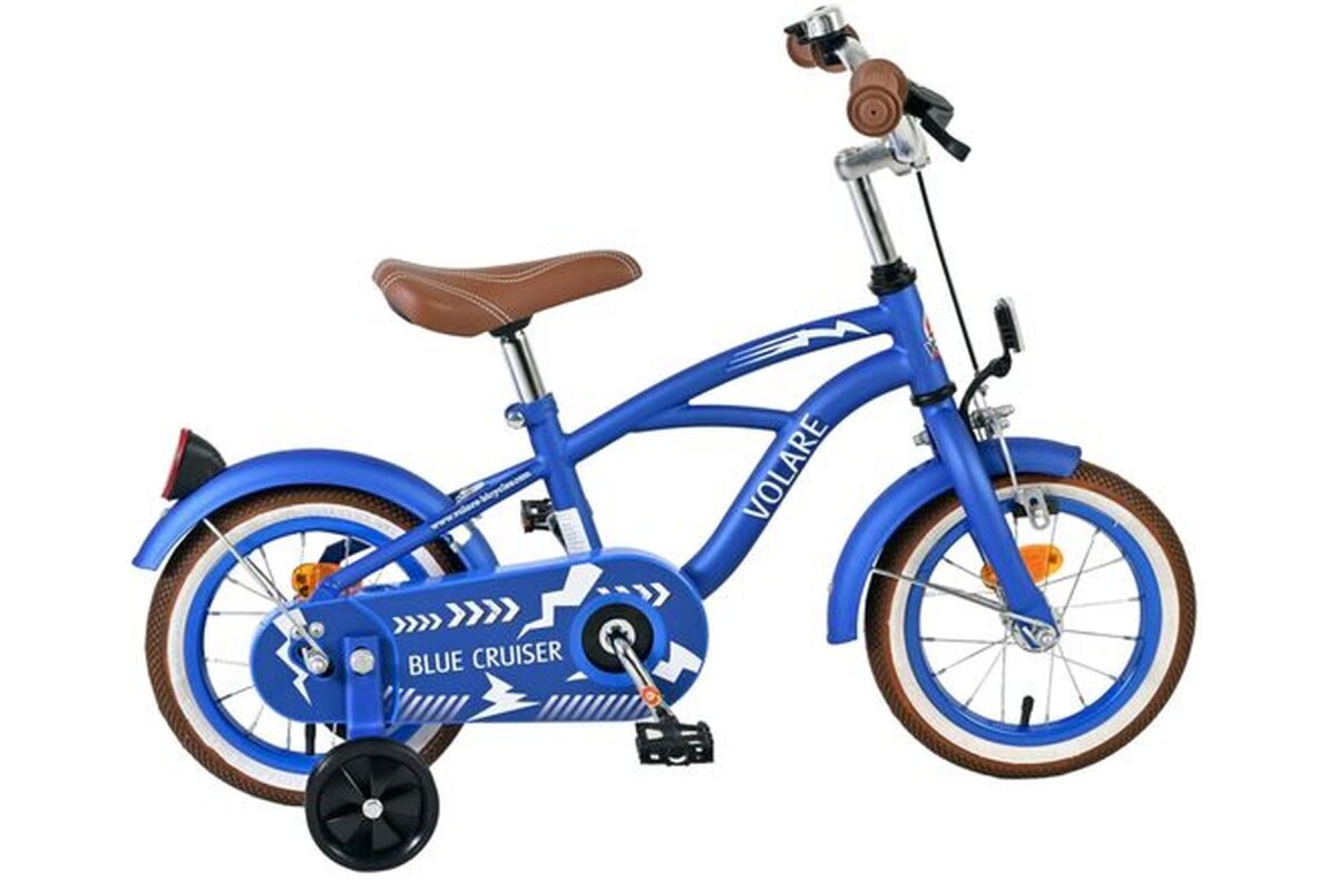 Volare Blue Cruiser 12 Zoll Kinderfahrrad Jungen Blau – 85% vormontiert, Hand- & Rücktrittbremse, Stützräder