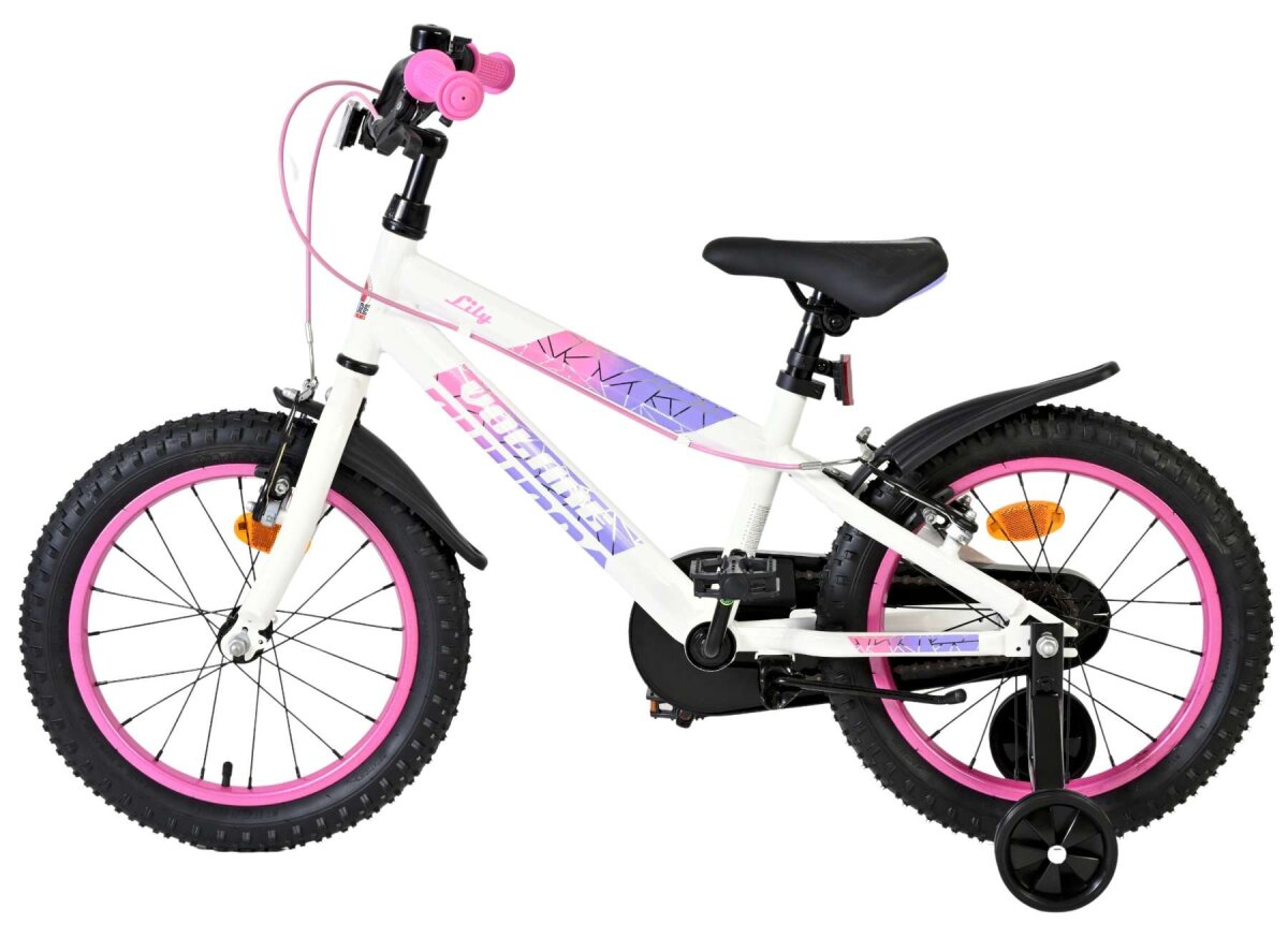 Volare Lily 16 Zoll Kinderfahrrad für Mädchen Weiß Rosa Lila - zwei Handbremsen, Luftreifen – Ansicht 7