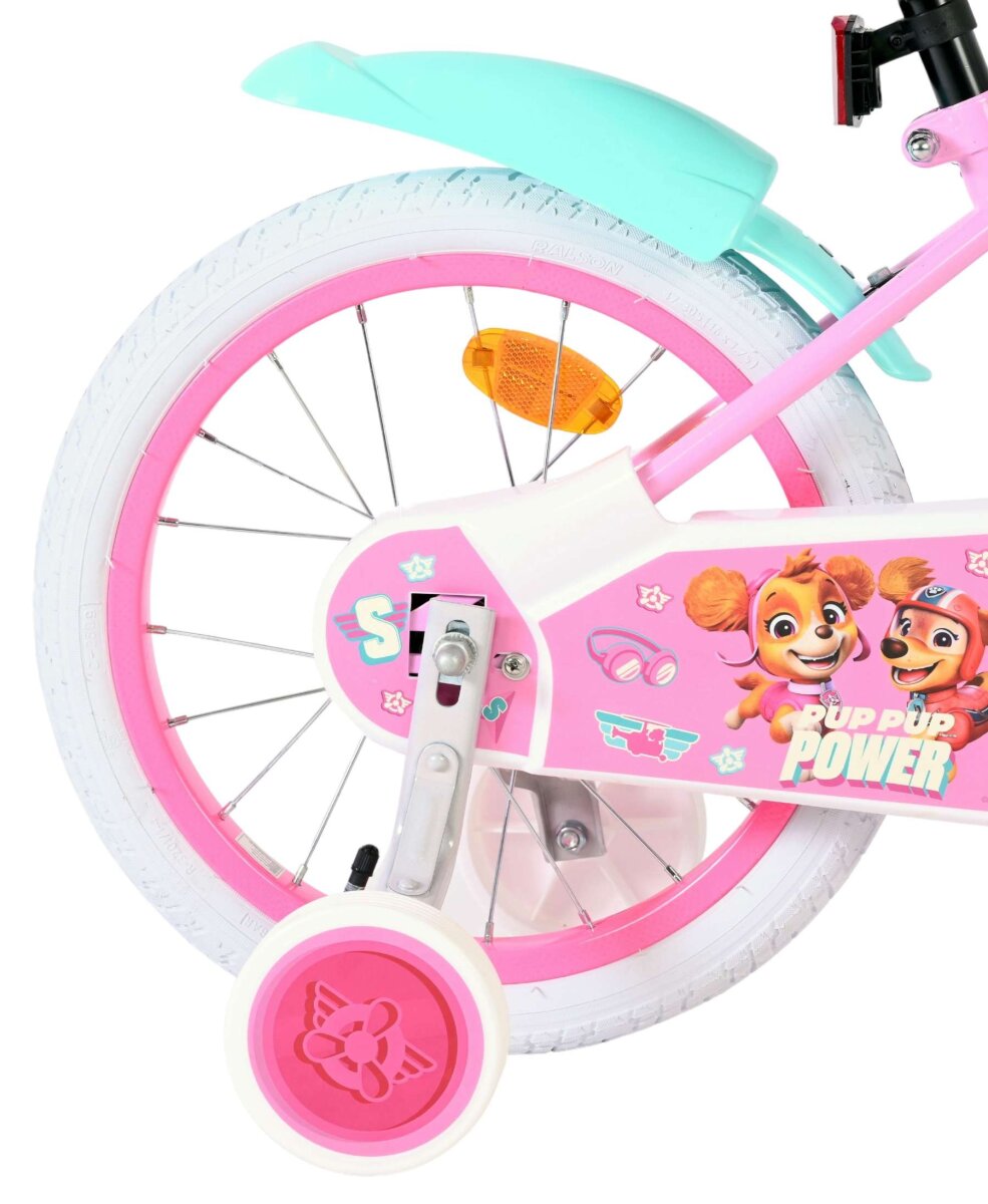 Volare Paw Patrol Kinderfahrrad Mädchen 16 Zoll Rosa mit abnehmbaren Stützrädern, Korb und Puppensitz – Ansicht 2