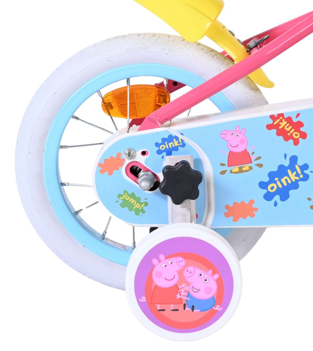 Volare Peppa Kinderfahrrad für Mädchen 12 Zoll rosa mit Stützrädern und Handbremse – Ansicht 2