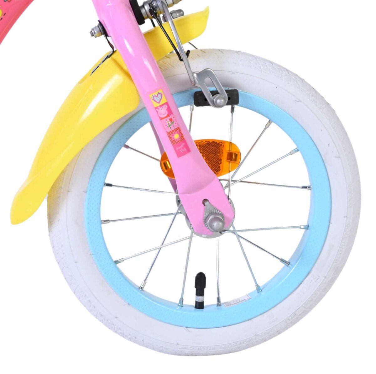 Volare Peppa Kinderfahrrad für Mädchen 12 Zoll rosa mit Stützrädern und Handbremse – Ansicht 3