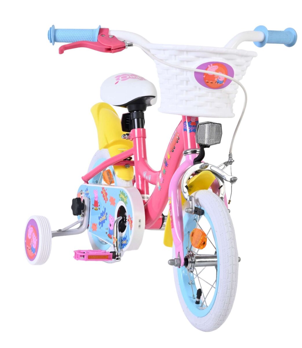 Volare Peppa Kinderfahrrad für Mädchen 12 Zoll rosa mit Stützrädern und Handbremse – Ansicht 5