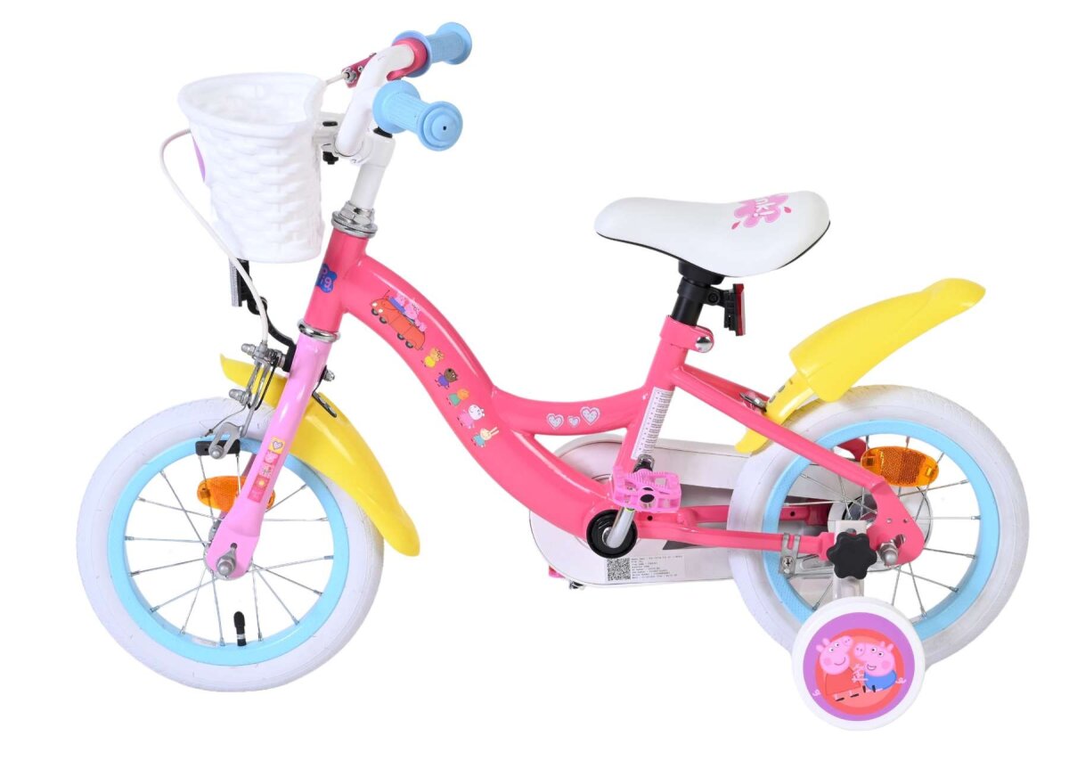 Volare Peppa Kinderfahrrad für Mädchen 12 Zoll rosa mit Stützrädern und Handbremse – Ansicht 7