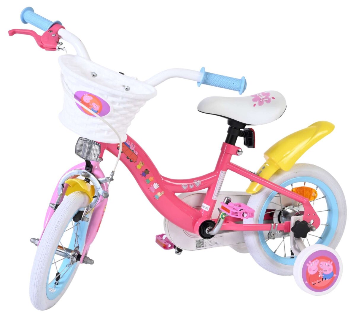 Volare Peppa Kinderfahrrad für Mädchen 12 Zoll rosa mit Stützrädern und Handbremse – Ansicht 8