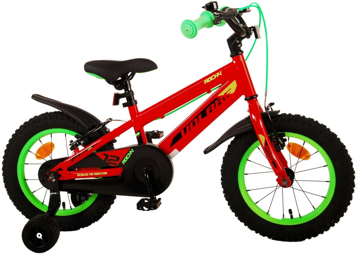 Volare Rocky Jungen Kinderfahrrad 14 Zoll Rot mit zwei Handbremsen und Stützrädern – Ansicht 2