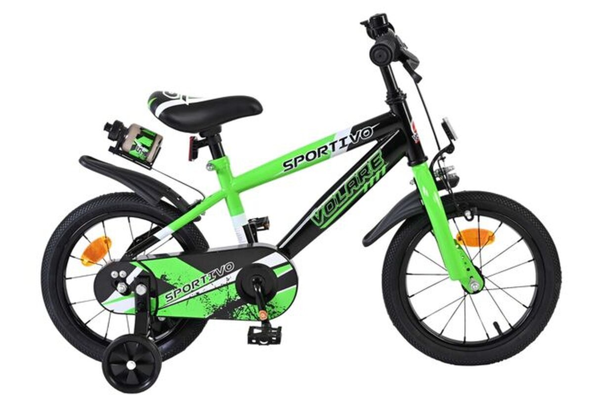 Volare Sportivo Kinderfahrrad - Jungen - 14 Zoll - Grün Schwarz