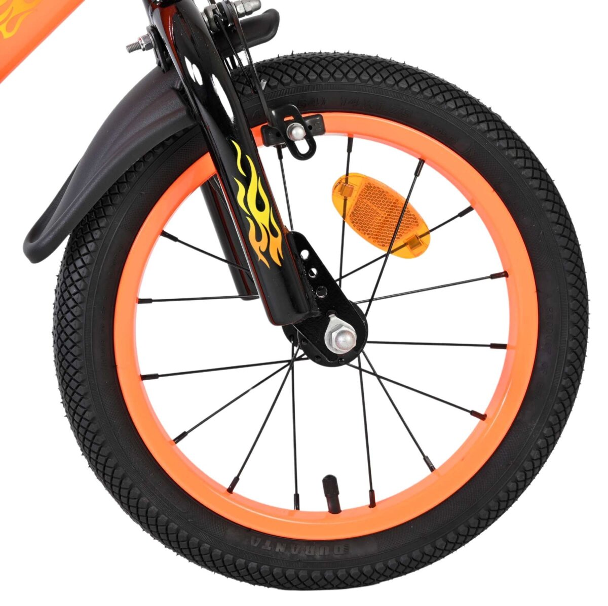 Volare Strike 14 Zoll Kinderfahrrad Jungen - Schwarz/Orange, Rücktritt- & Handbremse, höhenverstellbar – Ansicht 3