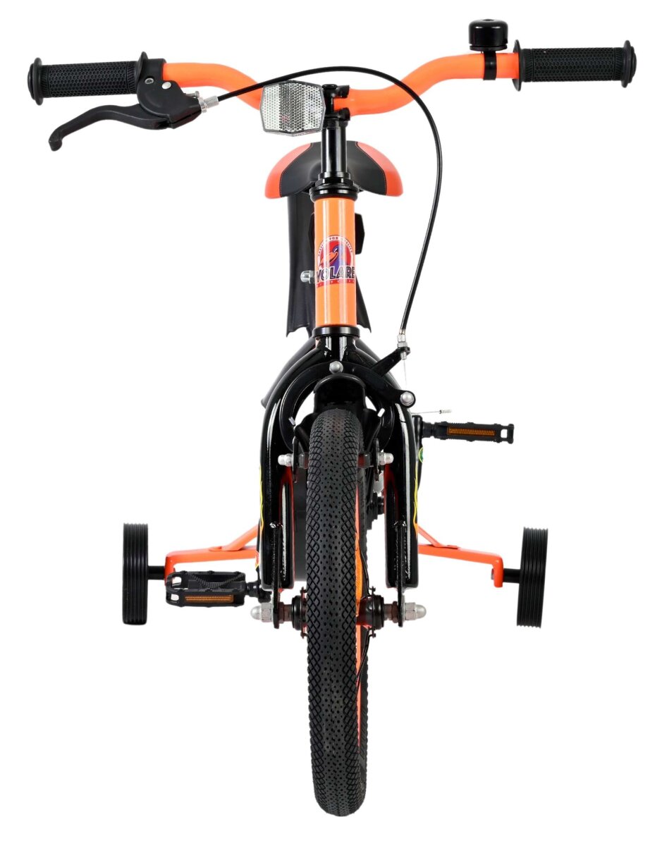 Volare Strike 14 Zoll Kinderfahrrad Jungen - Schwarz/Orange, Rücktritt- & Handbremse, höhenverstellbar – Ansicht 6