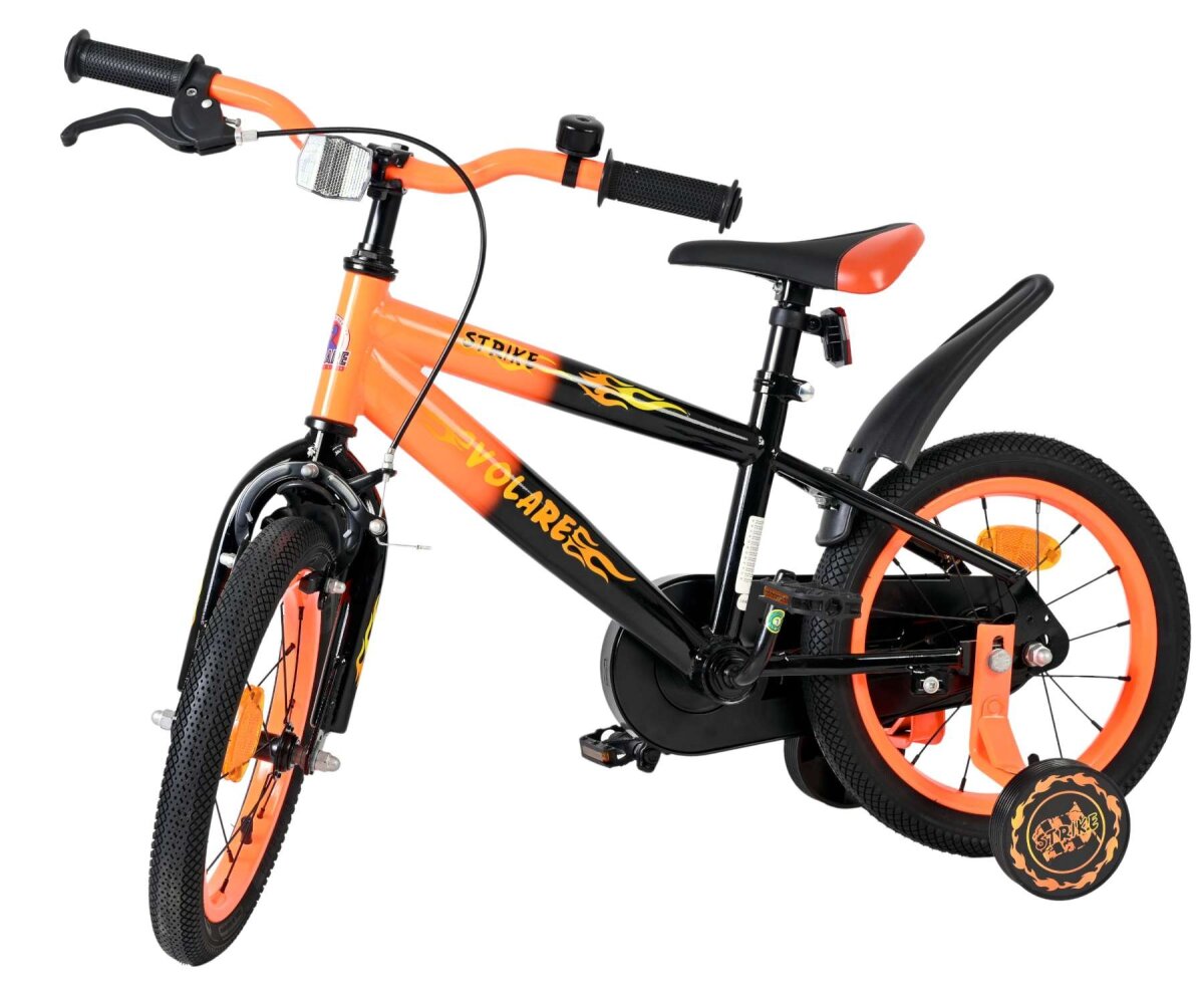 Volare Strike 14 Zoll Kinderfahrrad Jungen - Schwarz/Orange, Rücktritt- & Handbremse, höhenverstellbar – Ansicht 8
