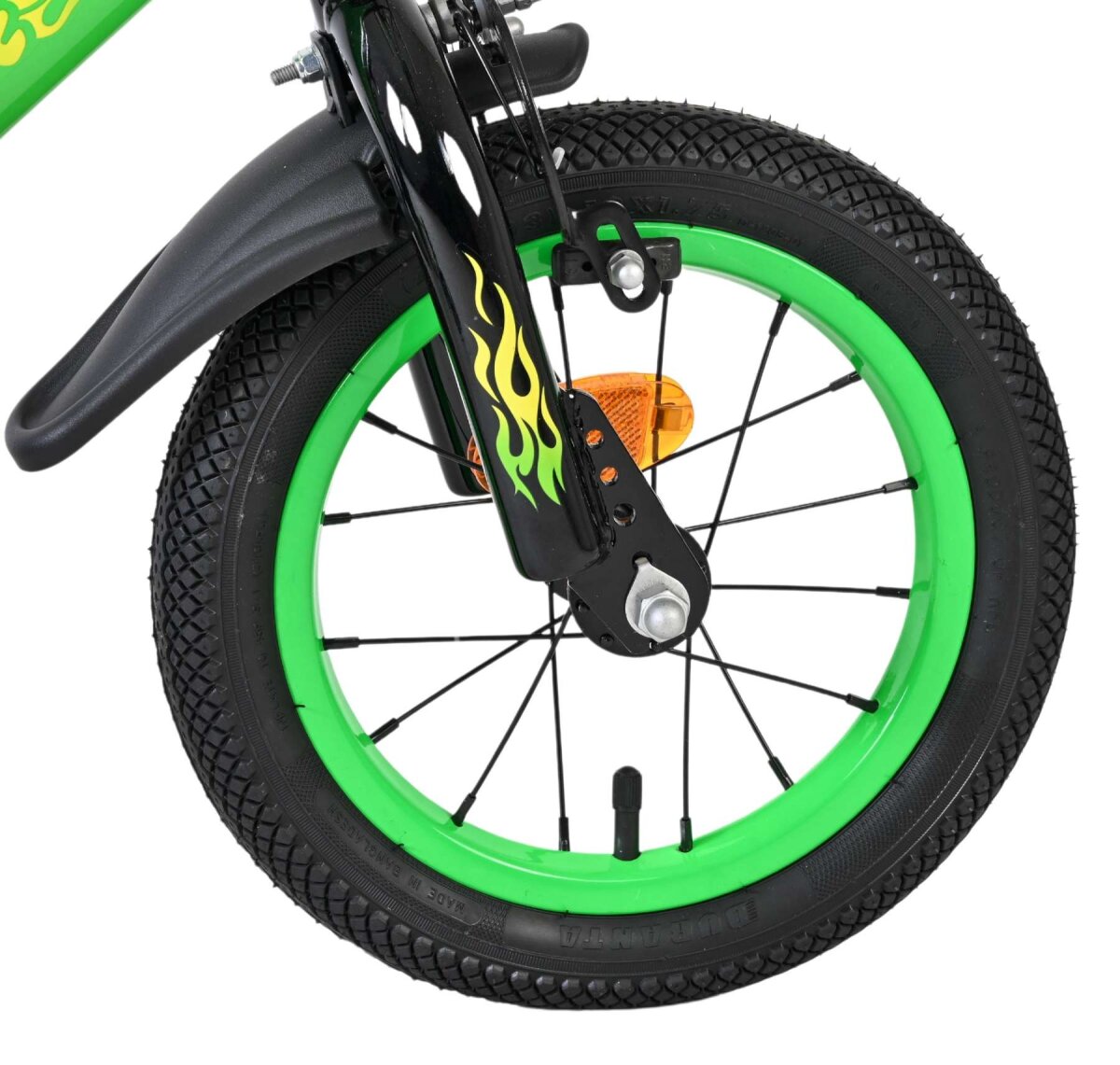 Volare Strike Kinderfahrrad 12 Zoll Jungen Schwarz-Grün mit zwei Handbremsen und geschlossenem Kettenschutz – Ansicht 3