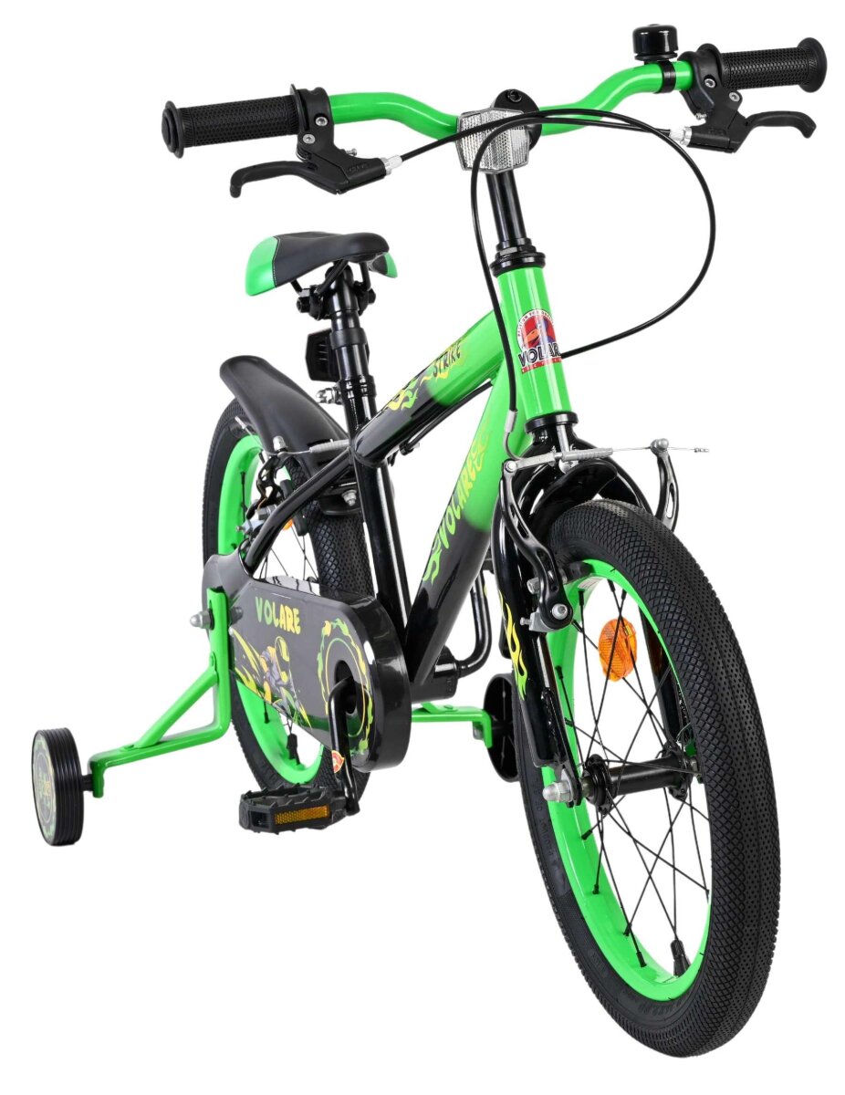 Volare Strike Kinderfahrrad 16 Zoll Jungen Schwarz Grün mit zwei Handbremsen – Ansicht 6