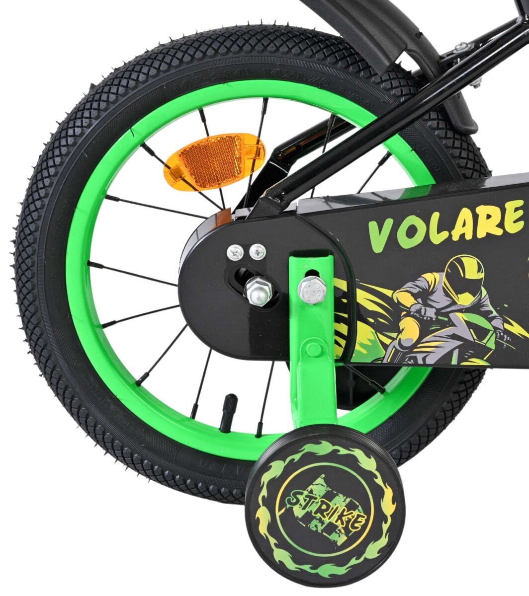 Volare Strike Kinderfahrrad - Jungen - 14 Zoll - Schwarz Grün – Ansicht 2