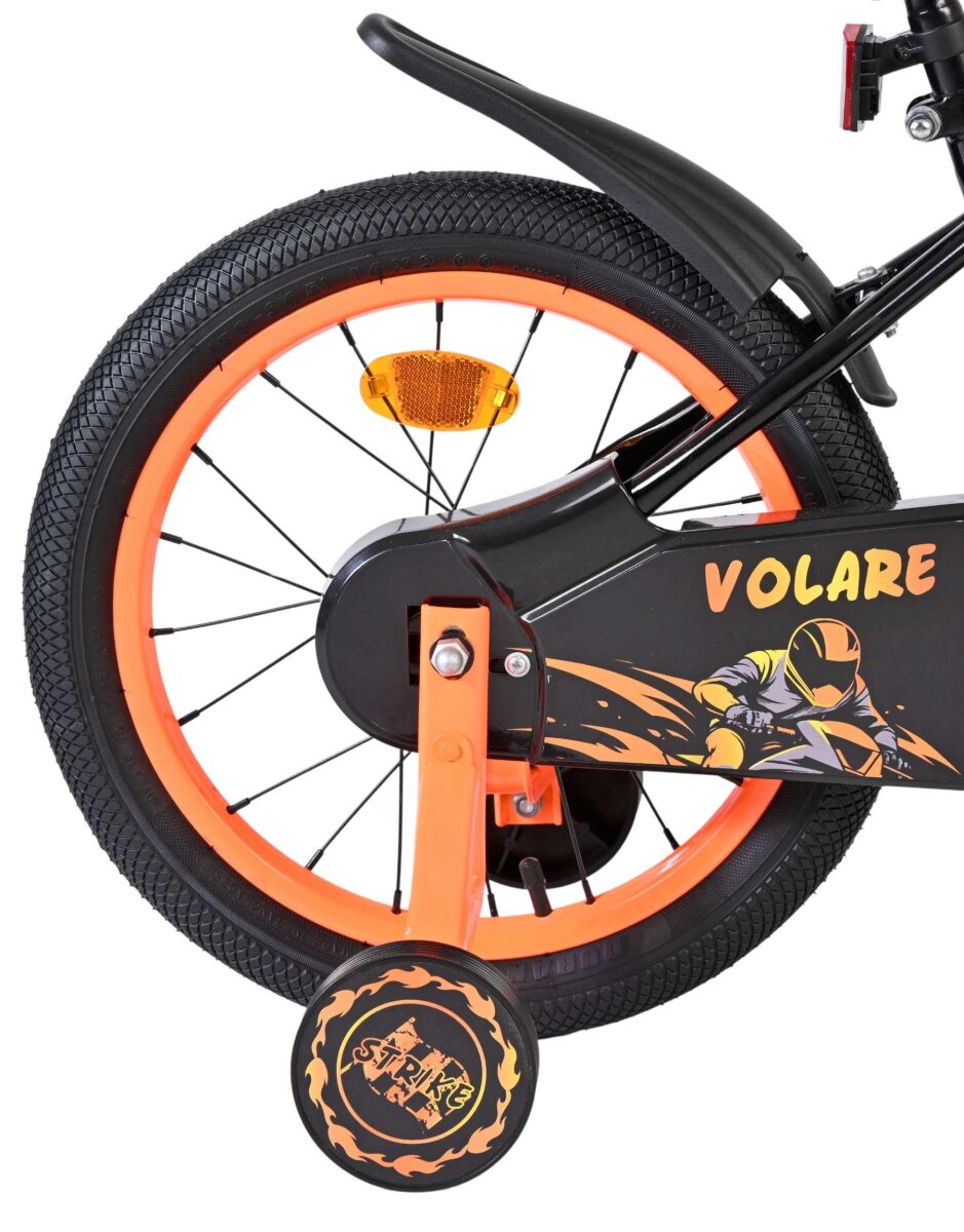 Volare Strike Kinderfahrrad Jungen 16 Zoll Schwarz-Orange mit zwei Handbremsen – Ansicht 2