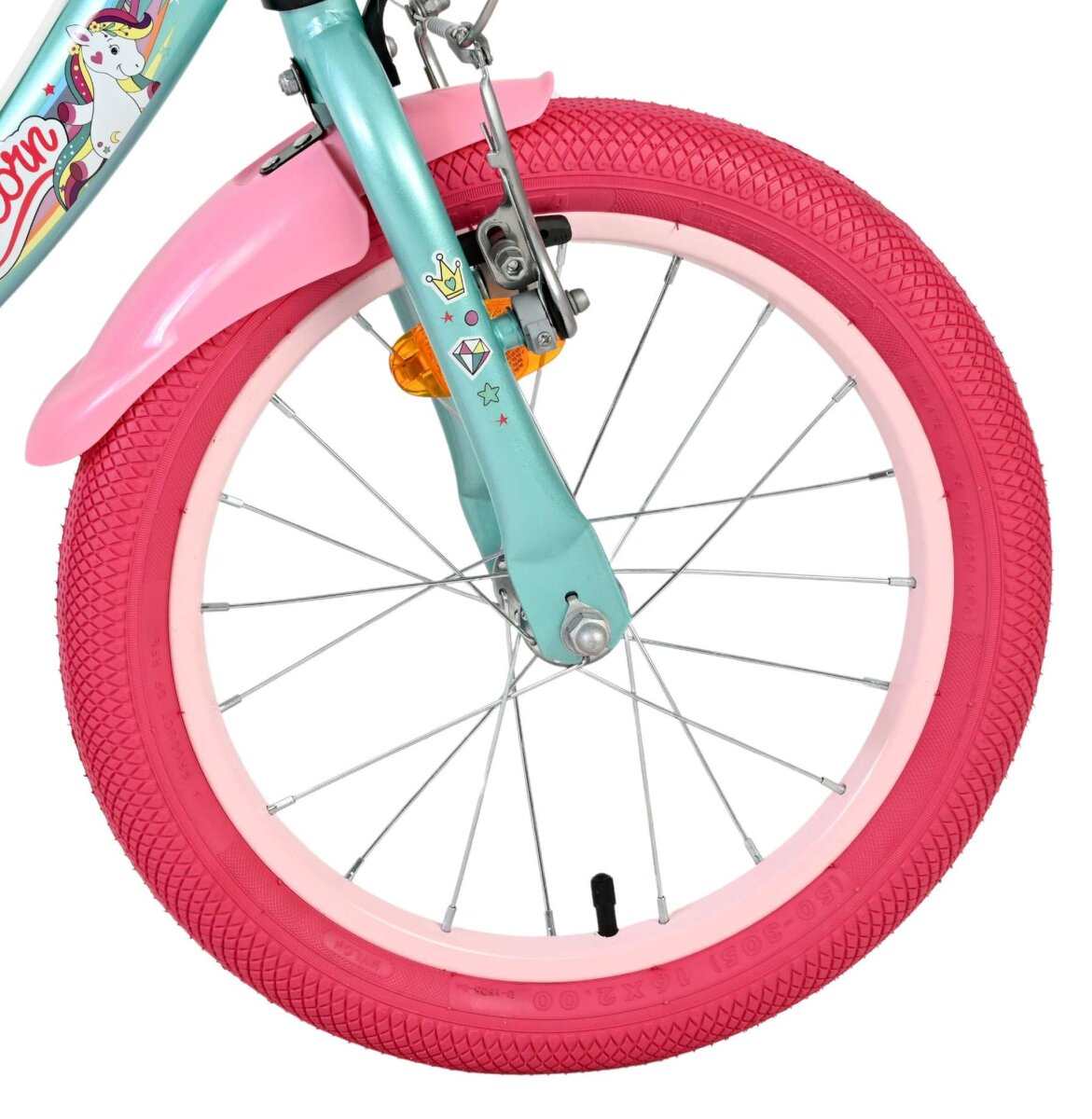 Volare Unicorn Kinderfahrrad 16 Zoll Grün mit Handbremsen und Stützrädern – Ansicht 3