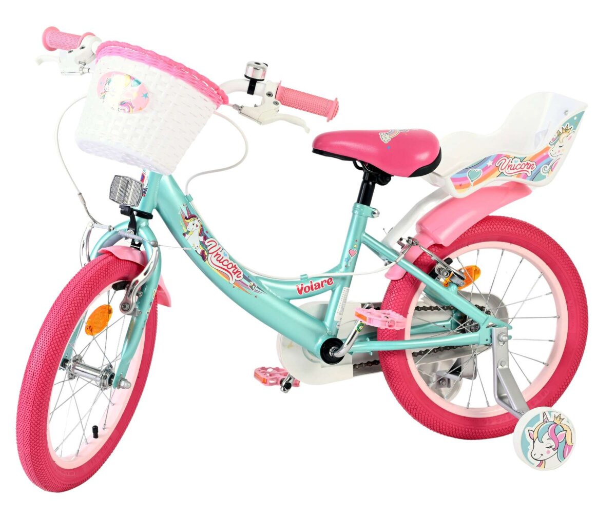 Volare Unicorn Kinderfahrrad 16 Zoll Grün mit Handbremsen und Stützrädern – Ansicht 8