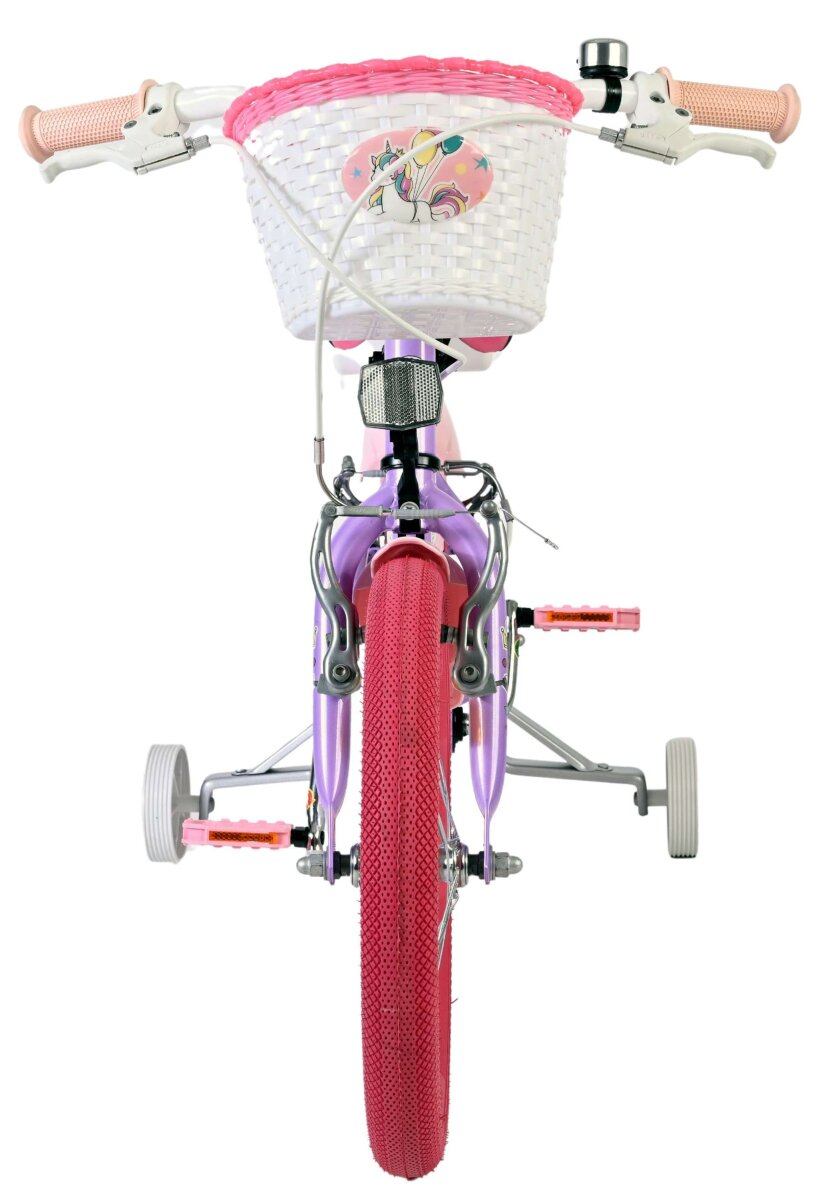 Volare Unicorn Kinderfahrrad 16 Zoll Lila mit Handbremsen und Stützrädern – Ansicht 6