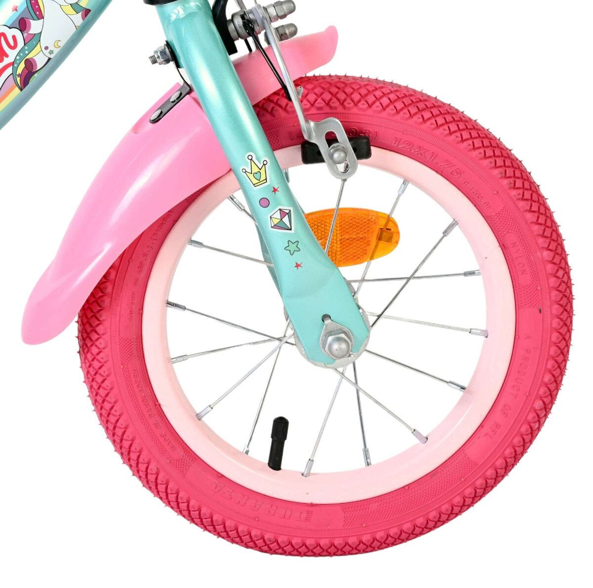 Volare Unicorn Kinderfahrrad Mädchen 12 Zoll Grün mit zwei Handbremsen und Einhorn-Design – Ansicht 3