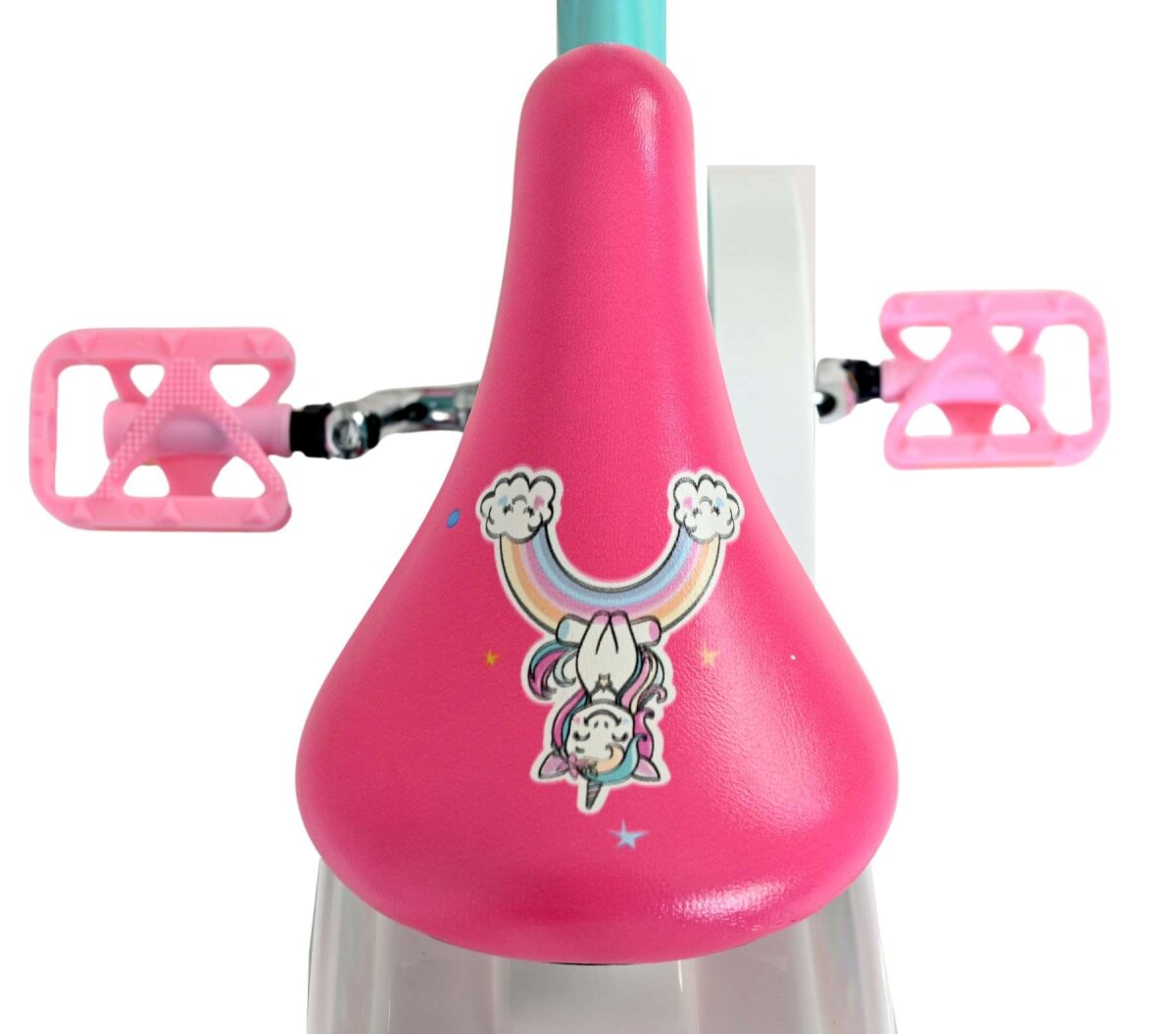 Volare Unicorn Kinderfahrrad Mädchen 14 Zoll Grün – Einhorn-Design, Handbremse & Rücktrittbremse – Ansicht 4