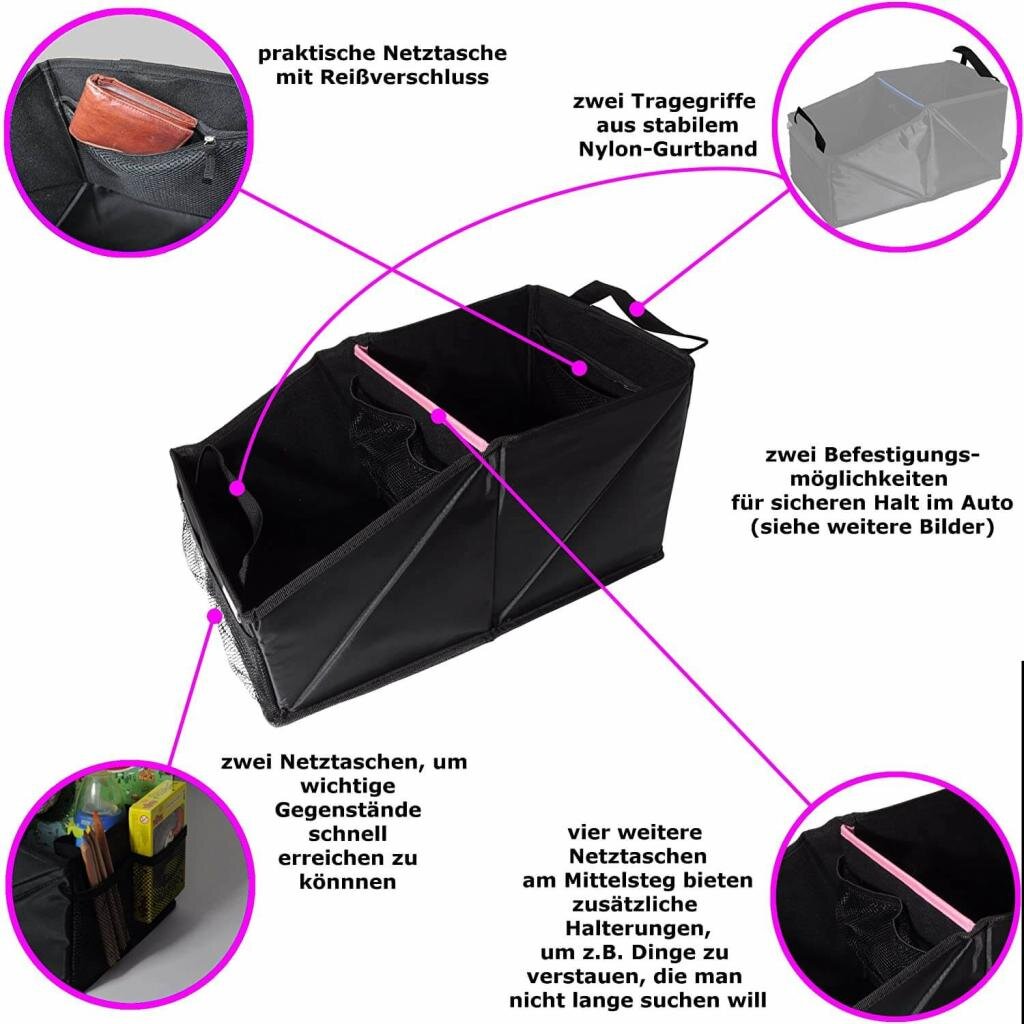 Wumbi Aufbewahrungsbox Pink KfZ Kofferraum Kofferraumtasche Organizer Auto Tasche – Ansicht 3