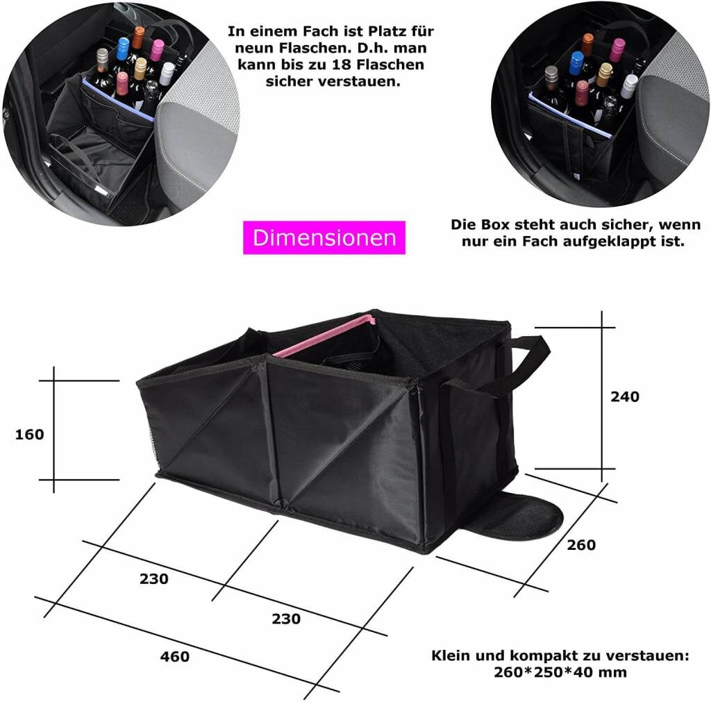 Wumbi Aufbewahrungsbox Pink KfZ Kofferraum Kofferraumtasche Organizer Auto Tasche – Ansicht 6