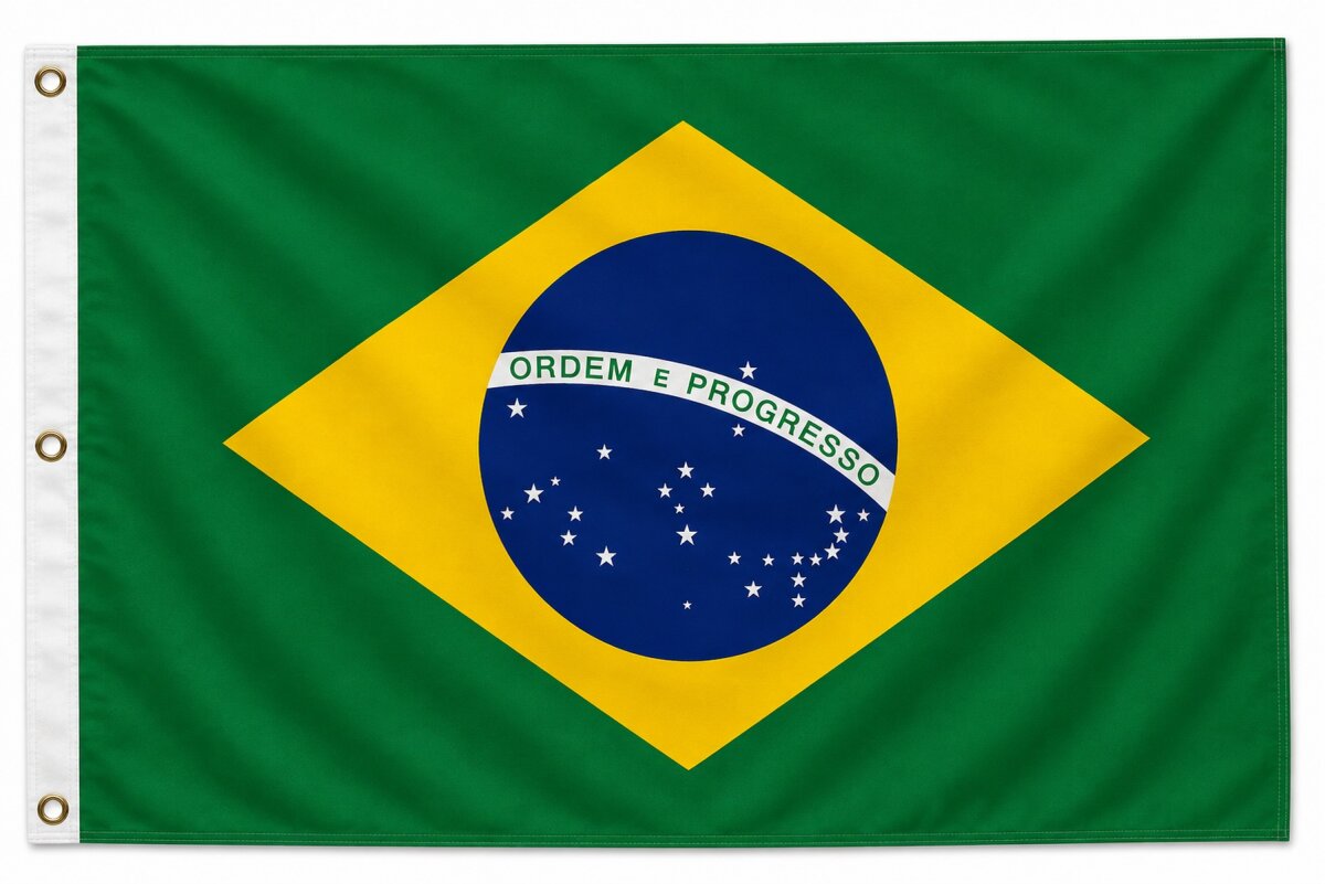 XXL Flagge Brasilien 250 x 150 cm Fahne mit 3 Ösen 100g/m² Stoffgewicht Hissflagge