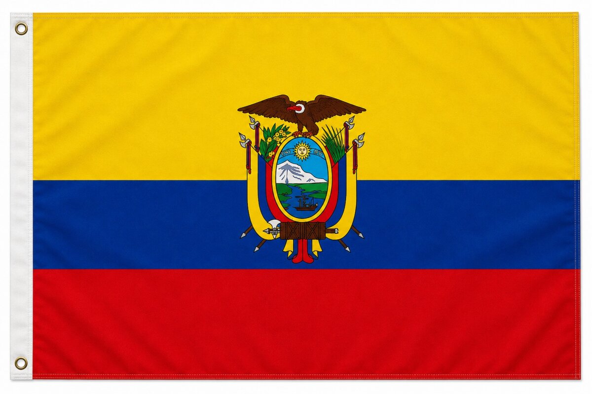 XXL Flagge Ecuador 250 x 150 cm Fahne mit 3 Ösen 100g/m² Stoffgewicht Hissflagge Hiss