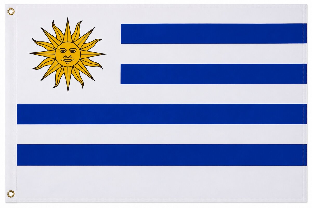 XXL Flagge Uruguay 250 x 150 cm Fahne mit 3 Ösen 100g/m² Stoffgewicht Hissflagge Mast