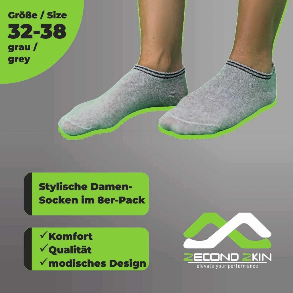 Zecond Zkin 16 Paar Sneaker Socken Gr. 32 - 38 grau Sommersocken Füßlinge aus Baumwolle – Ansicht 4