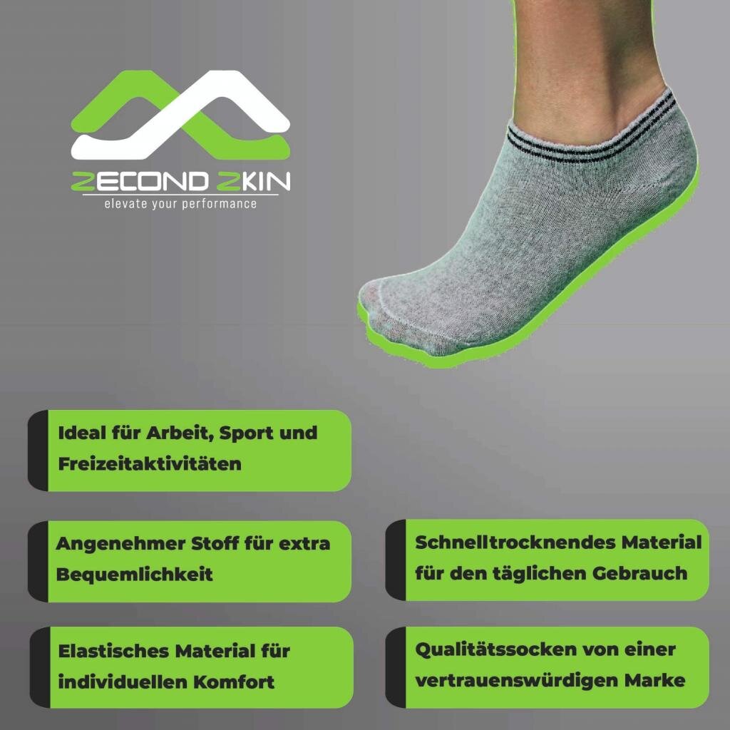Zecond Zkin 8 Paar Sneaker Socken Gr. 32 - 38 grau Sommersocken Füßlinge aus Baumwolle – Ansicht 3